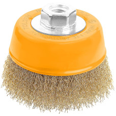 Tolsen Profi cup brush, end, 0.3mm ribbed wire, 75mm, M14 thread (77601)