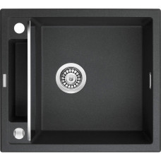 Deante Kitchen sink granite, square, no drainboard, 560х500х219mm, bowl - 1, over-mounted, metallic graphite (ZRM_G103)