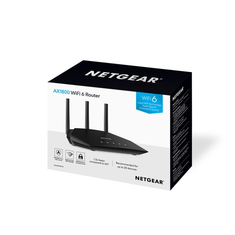 NETGEAR 6PT 4 STREAM AX1800 DB WIFI 6 ROUT (RAX10-100EUS)