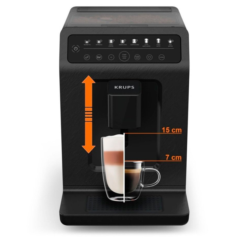 Krups Coffee machine Evidence Eco-Design, 2.3L, auto capuchino maker, auto recipe-6, touch control, black (EA897B10)