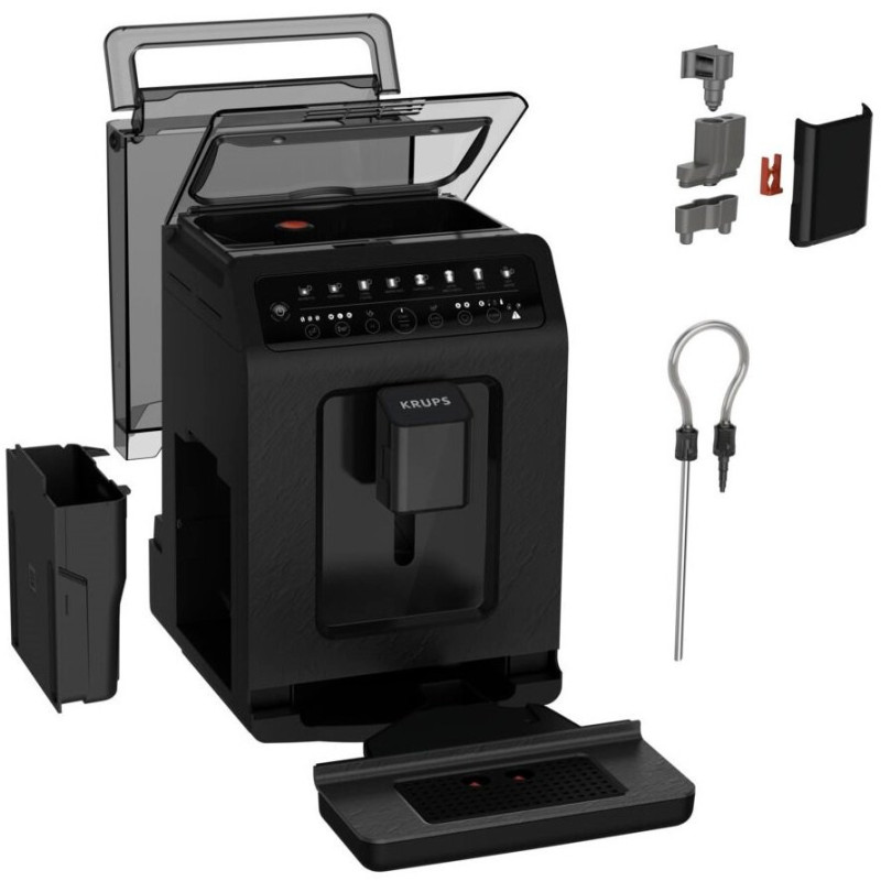 Krups Coffee machine Evidence Eco-Design, 2.3L, auto capuchino maker, auto recipe-6, touch control, black (EA897B10)