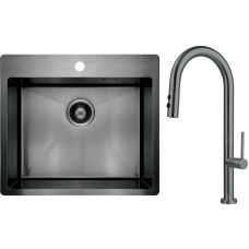 Deante Kitchen set Olfato steel sink ZPO_D10B + tap BQO_D72M, titanium (ZPOED10B)