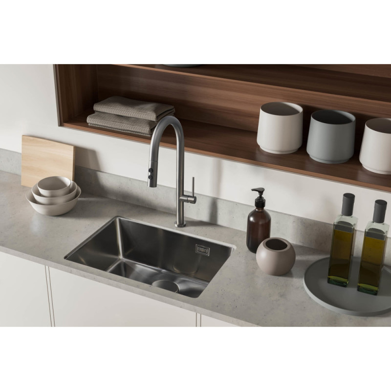 Deante Kitchen set Olfato steel sink ZPO_D10B + tap BQO_D72M, titanium (ZPOED10B)
