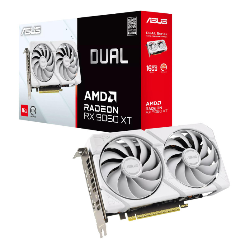 ASUS Вiдеокарта Radeon RX 9060 XT 16GB GDDR6 OC DUAL-RX9060XT-16G-WHITE білий (90YV0LG3-M0NA00)