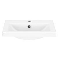 ARDESTO Раковина, умивальник ARDESTO Sati, штучний камінь, прямокут., з отвором для змішувача, з отвором для переливу, 595x450x158мм, накладний, білий (ST_001)