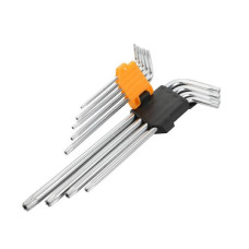 Tolsen hex keys, set of 9, extended, long, ball-shaped tip, Torx 10-50, CrV (20057)
