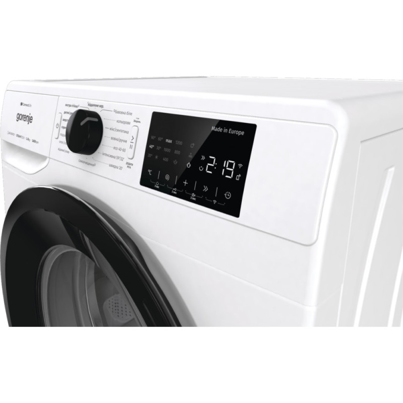 Gorenje Стиральная машина фронтальная, 8кг, 1400, A+++, 55см, дисплей, инвертор, пар, Wi-Fi, белый (WPNEI84A1SWIFI)