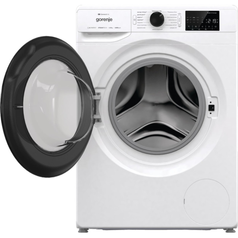 Gorenje Стиральная машина фронтальная, 8кг, 1400, A+++, 55см, дисплей, инвертор, пар, Wi-Fi, белый (WPNEI84A1SWIFI)