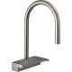 Hansgrohe Смеситель для кухни Aquno Select M81, дл.излива - 220мм, поворотный, вытяжной, 1 рычаг, сталь (73837800)