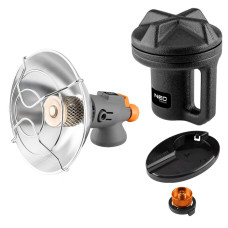 Neo Tools gas camping heater, 92g/hour, cartridge, regulator, piezo ignition, black (90-134)