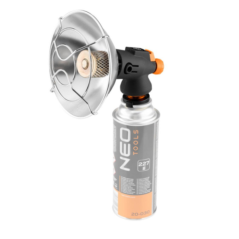 Neo Tools gas camping heater, 92g/hour, cartridge, regulator, piezo ignition, black (90-134)
