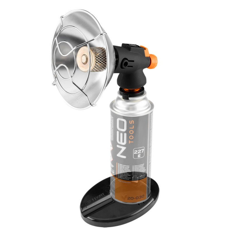 Neo Tools gas camping heater, 92g/hour, cartridge, regulator, piezo ignition, black (90-134)
