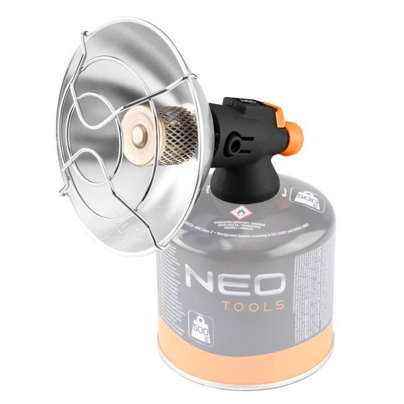 Neo Tools gas camping heater, 92g/hour, cartridge, regulator, piezo ignition, black (90-134)