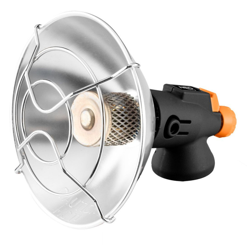 Neo Tools gas camping heater, 92g/hour, cartridge, regulator, piezo ignition, black (90-134)