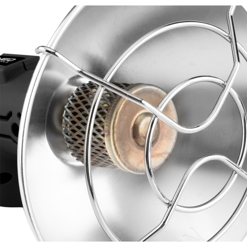 Neo Tools gas camping heater, 92g/hour, cartridge, regulator, piezo ignition, black (90-134)