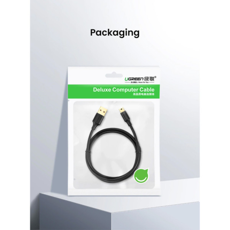 Дата кабель USB 2.0 AM to Mini 5P 2.0m US132 black Ugreen (30472)