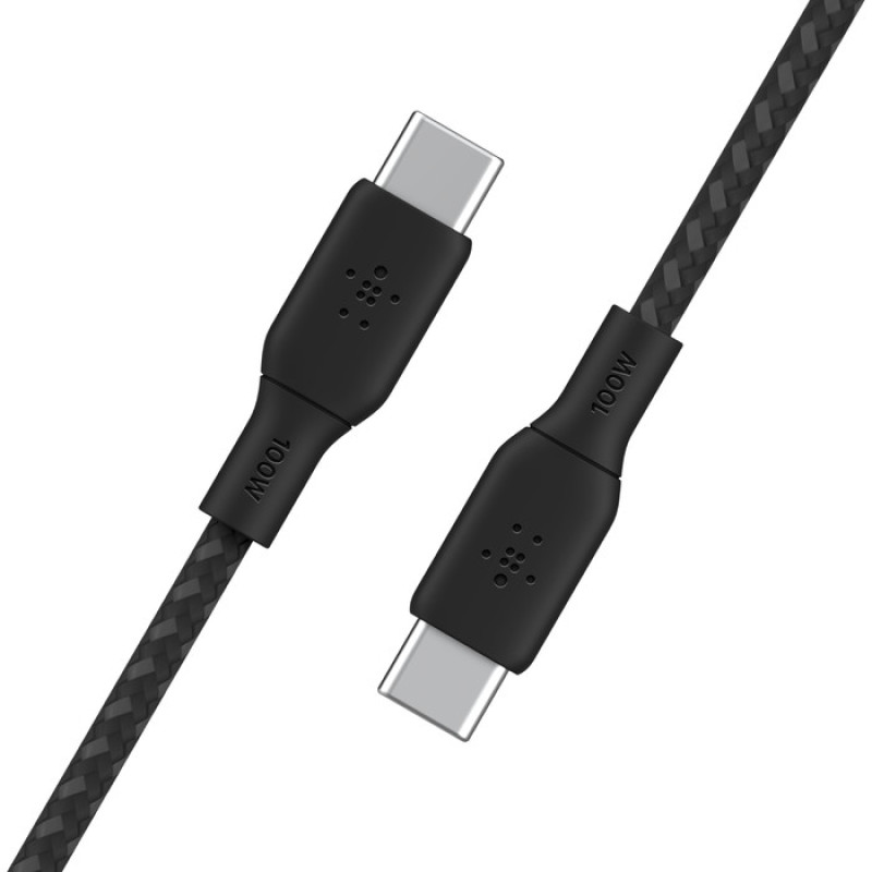 Belkin Cable USB-C - USB-C BRAIDED 100W 2m Black (CAB014BT2MBK)