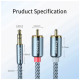 Кабель мультимедийный 3.5mm M to 2xRCA M 2.0m Essager (EYPZJ-MYA0H)