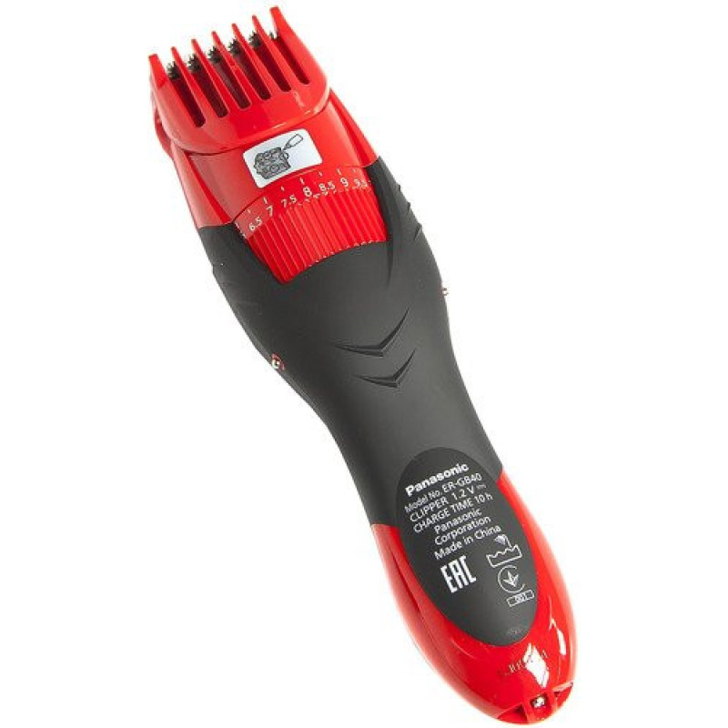 Panasonic Триммер для бороды и усов, сеть+акум., насадок-1, красно-черный (ER-GB40-R520)