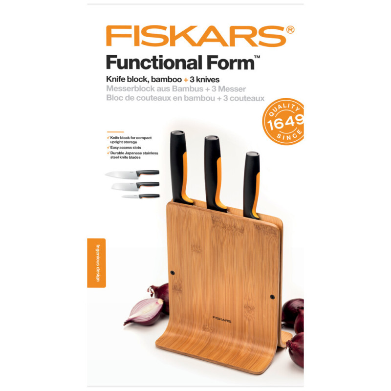 Fiskars FF Knife block bamboo 3 knives (1057553)