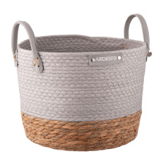 ARDESTO Basket Minimalism 28x28x22cm, paper twine, cottail grass, grey (ARHC2507RG)