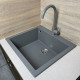 Adamant Kitchen sink Univer, artificial stone, square, no drainboard, 560х500х200mm, bowl - 1, over-mounted, grey (000000630)