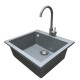 Adamant Kitchen sink Univer, artificial stone, square, no drainboard, 560х500х200mm, bowl - 1, over-mounted, grey (000000630)