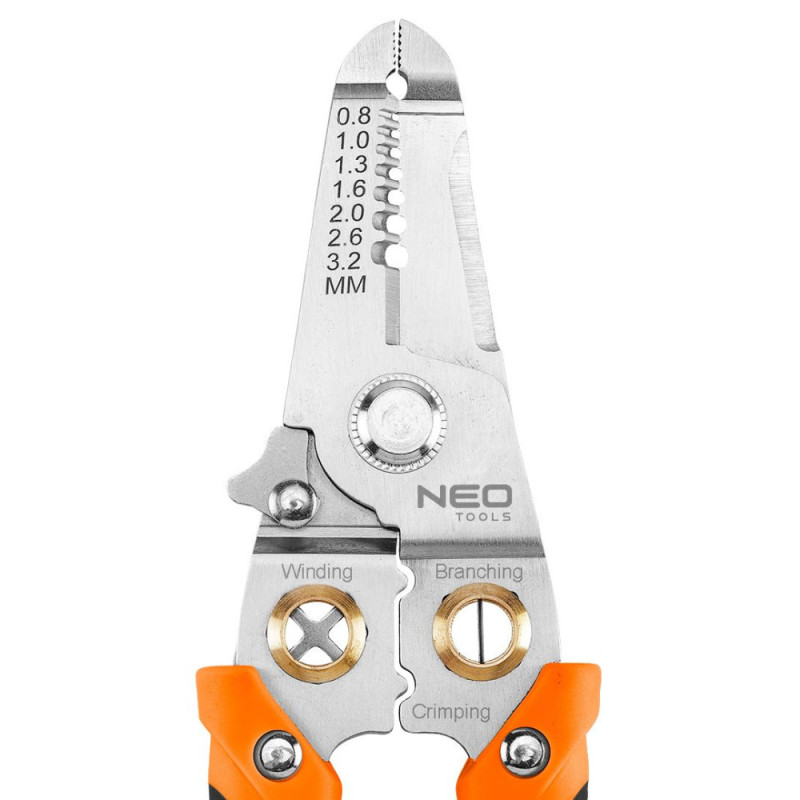 Neo Tools Crimping pliers, for crimping tips 0.8-3.2 mm sq., 180 mm (01-549)