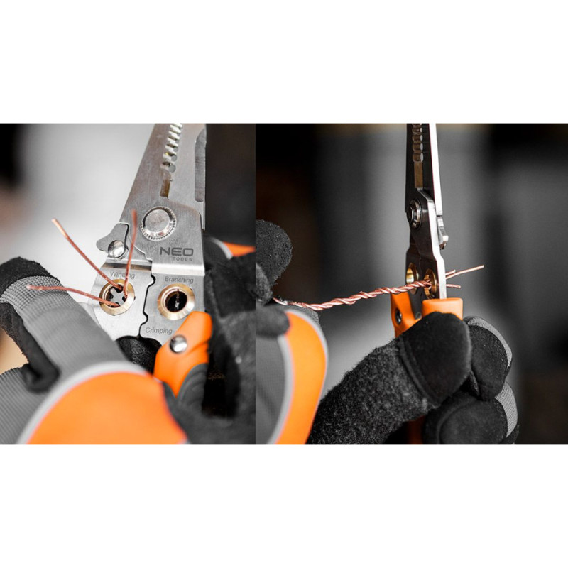 Neo Tools Crimping pliers, for crimping tips 0.8-3.2 mm sq., 180 mm (01-549)