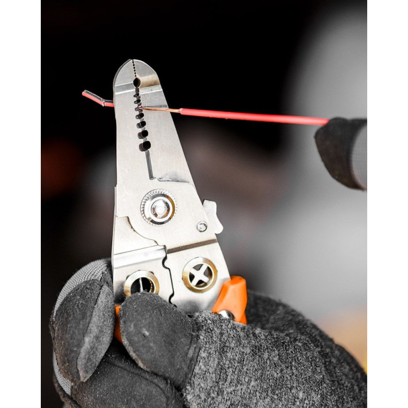 Neo Tools Crimping pliers, for crimping tips 0.8-3.2 mm sq., 180 mm (01-549)