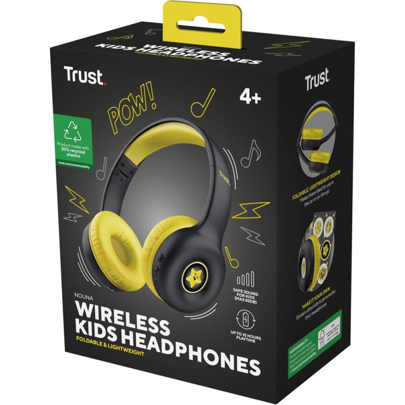 Trust Наушники On-ear Nouna Kids, Wireless, Mic, Черный (25405_TRUST)