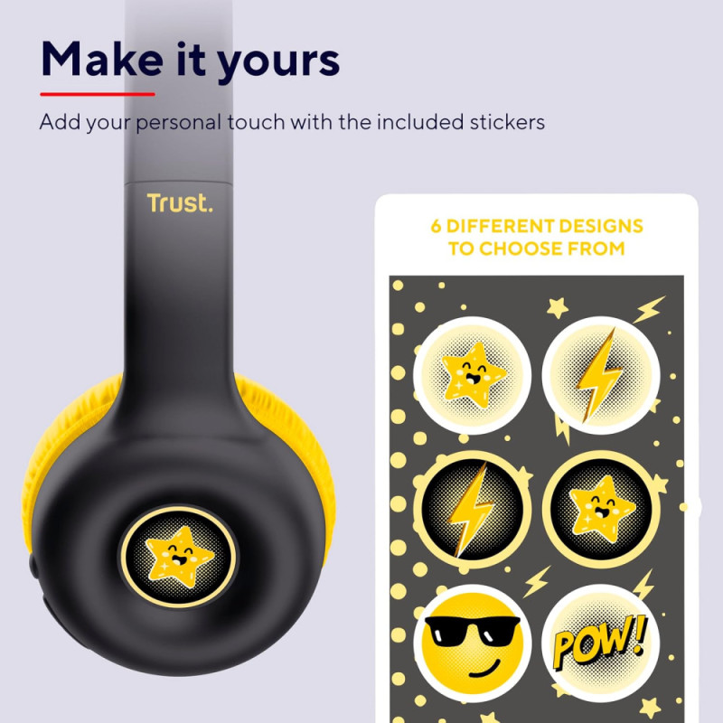 Trust Наушники On-ear Nouna Kids, Wireless, Mic, Черный (25405_TRUST)