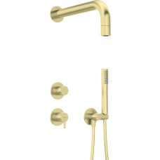 Deante Shower set Silia with mixer, shower head, hand shower, handle - concealed, brushed gold (NQS_R9XK)