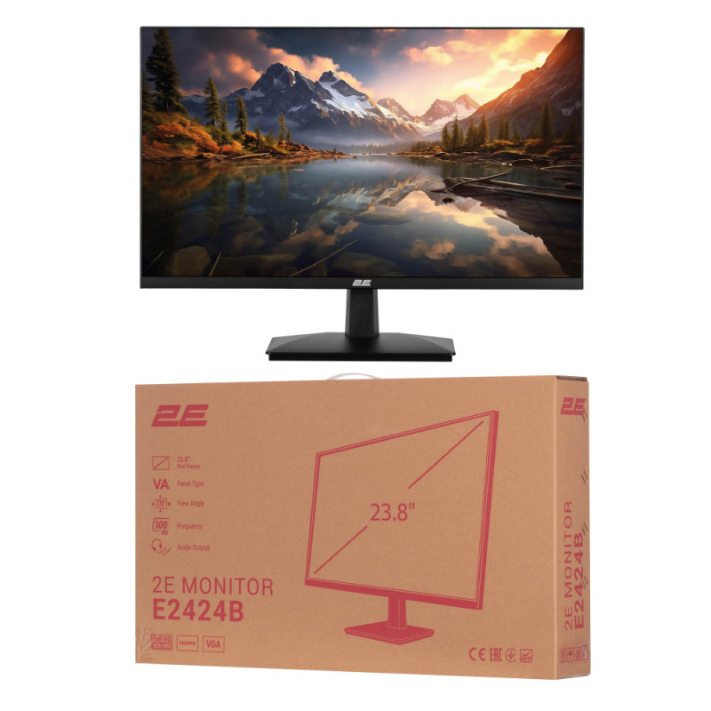 2E Monitor 23.8  E2424B D-Sub, HDMI, VA, 100Hz, FreeSync (2E-E2424B-01.UA)