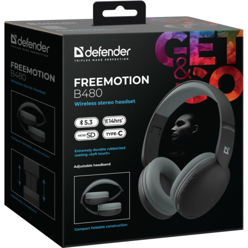 Наушники Defender FreeMotion B480 Bluetooth Black (63480)
