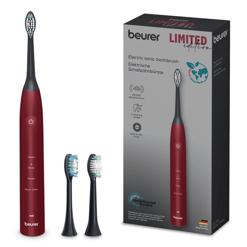 Beurer Щітка зубна електр. Beurer, Jet LE2025 GP, 80т. колив/хв, насадок-2, 5 режимів, бордо (SC_30_JET_LE2025_GP)