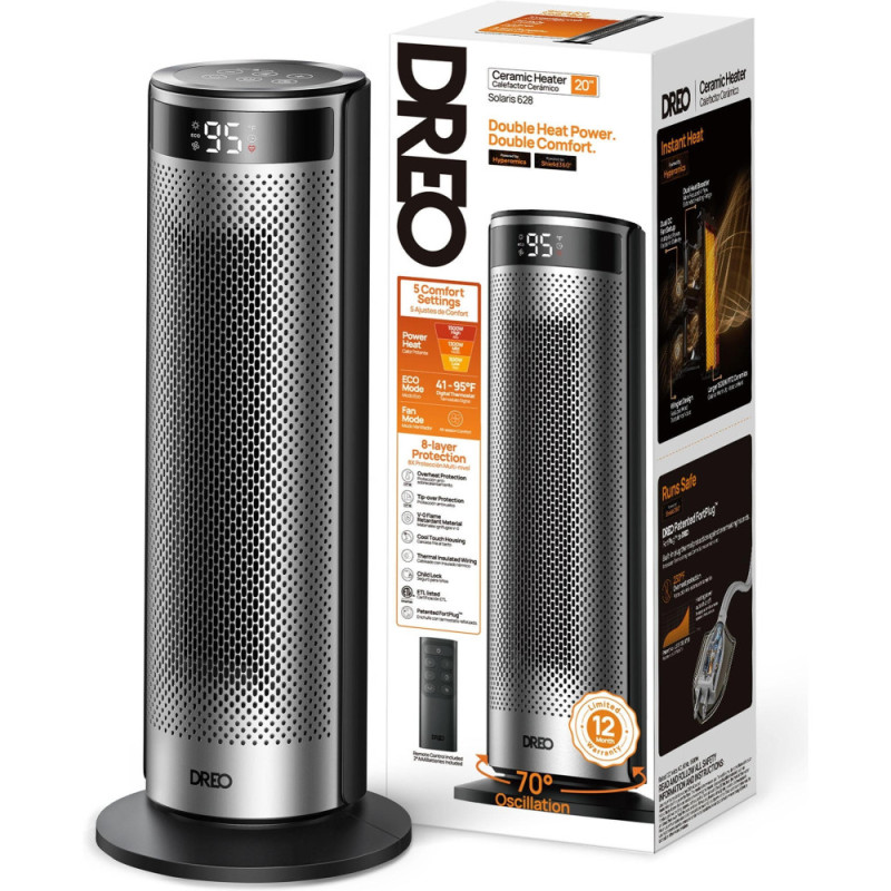 XIAOMI Тепловентилятор Dreo, 25м2, 2000Вт, електр. упр-ння, керамич.нагрів.елемент, пульт ДУ, 4 швидк, срібний (DR-HSH028) XIAOMI Тепловентилятор Dreo, 25м2, 2000Вт, електр. упр-ння, керамич.нагрів.елемент, пульт ДУ, 4 швидк, срібний (DR-HSH028)