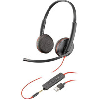 Poly Blackwire 3225 HS On-Ear Stereo Computer Headset, USB-A, 3.5 mm, all-directional, black (80S11AA)