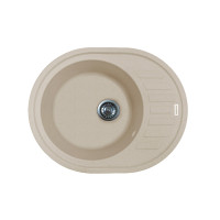 Adamant Kitchen sink Ovum, artificial stone, oval, with drainboard, 615х495х200mm, bowl - 1, over-mounted, Avena (000008378)