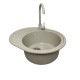 Adamant Kitchen sink Ovum, artificial stone, oval, with drainboard, 615х495х200mm, bowl - 1, over-mounted, Avena (000008378)
