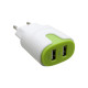Зарядное устройство Patron 2xUSB 2.0 2A/1A white/green (PN-2USB-220V-G)