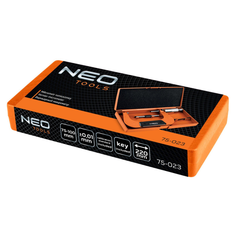 Neo Tools Мікрометр з верн'єром 75-100 мм, ±0.01 мм/м (75-023)