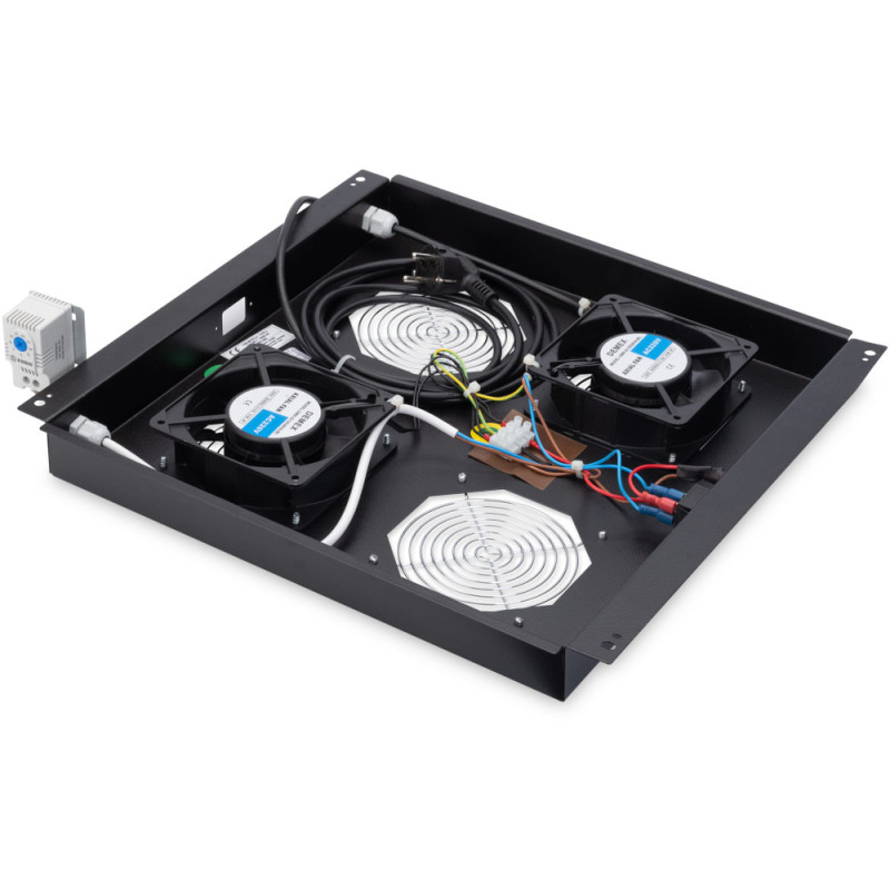 Digitus Блок вентиляторов 19" Roof, 2 fans, thermostat, RAL 9005 (DN-19FAN-2-B-N)