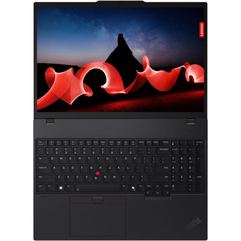 Ноутбук Lenovo ThinkPad T16 Gen 2 (21K7004ARA); 14" WUXGA (1920x1200) IPS LED матовый , AMD Ryzen 7 PRO 7840U (3.3 - 5.1 ГГц) , RAM 16 ГБ (Max 16 ГБ) , SSD 512 ГБ , AMD Radeon 780M Graphics , без ОП , LAN , Wi-Fi , BT , веб-камера , Windows 11 Pro , 1.71 кг , черный , подсветка клавиатуры , сканер отпечатков пальцев