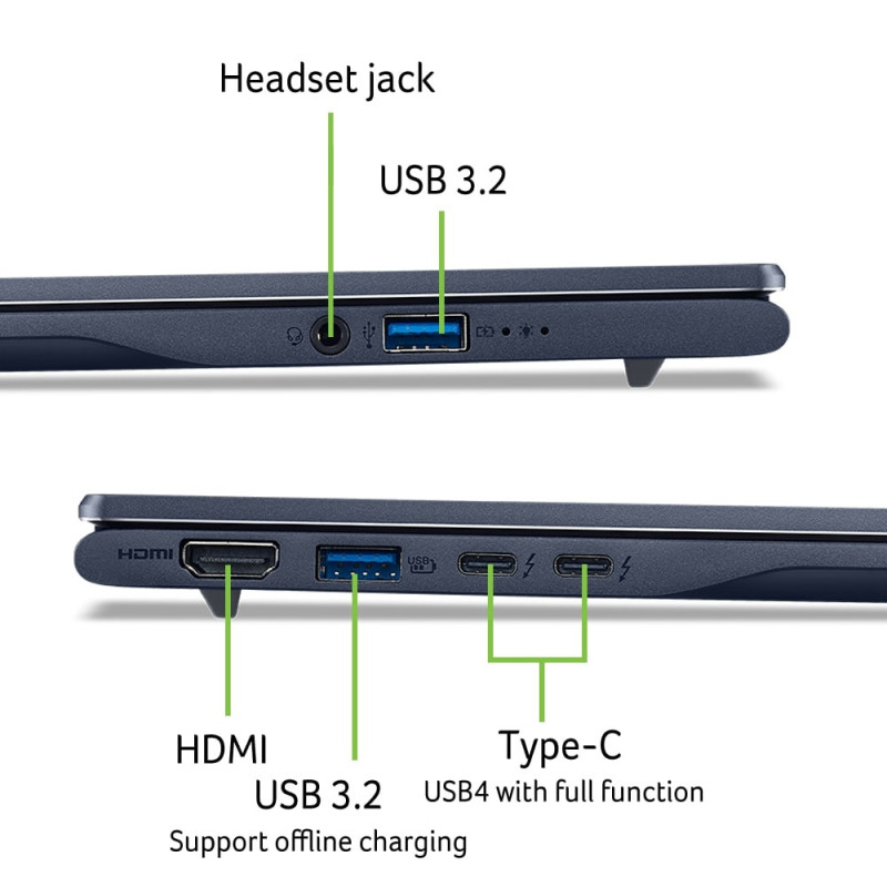 Acer Ноутбук Swift 14 AI SF14-51 14.5" 2.8K OLED, Intel U5-226V, 16GB, F512GB, UMA, Win11, синий (NX.J2KEU.001)
