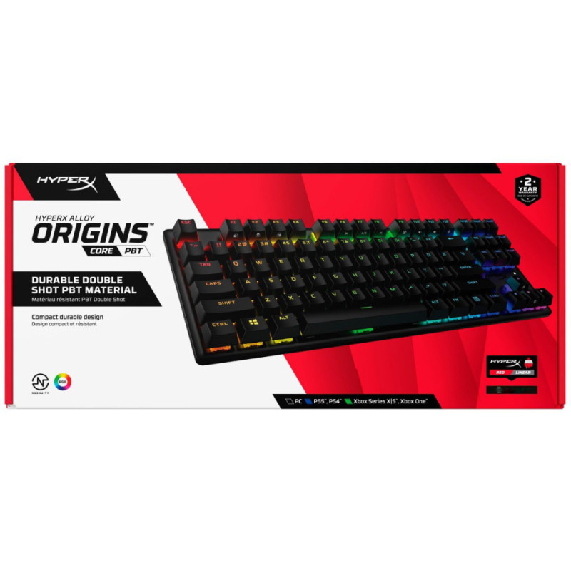 HyperX Кeyboard Alloy Origins Core PBT Red USB RGB ENG/RU Black (639N7AA)