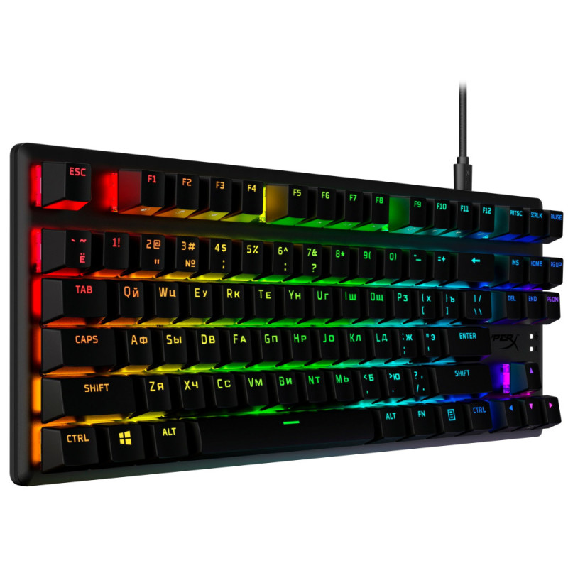 HyperX Кeyboard Alloy Origins Core PBT Red USB RGB ENG/RU Black (639N7AA)
