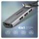 Концентратор AXAGON USB-C to 3xUSB-A + HDMI 0.15m gray (HMC-H3A)
