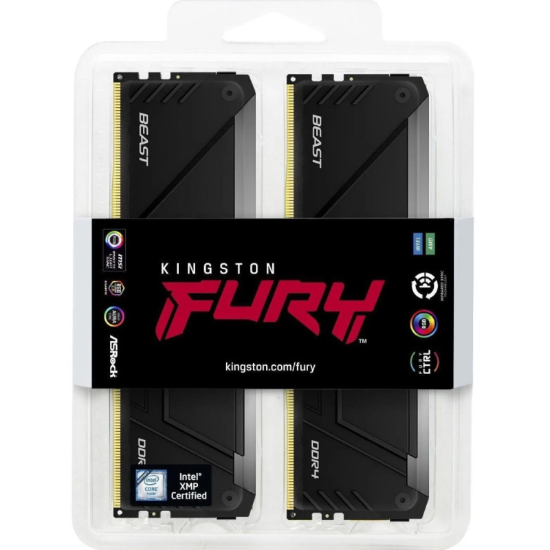 Kingston Пам'ять ПК Kingston DDR4 16GB KIT (8GBx2) 3200 FURY Beast RGB (KF432C16BB2AK2/16WP) Kingston Пам'ять ПК Kingston DDR4 16GB KIT (8GBx2) 3200 FURY Beast RGB (KF432C16BB2AK2/16WP)