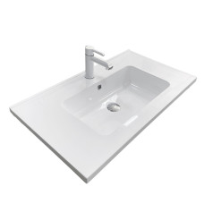 Adamant Sink, washbasin FLATE, artificial stone, rectang., with a hole for the mixer, with an overflow hole, 800х450х140mm, imposed, white (4824296206501)